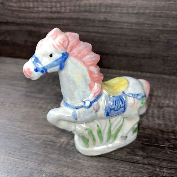 Vintage Hand Painted Metallic Porcelain Unicorn Figurine - Picture 3 of 9
